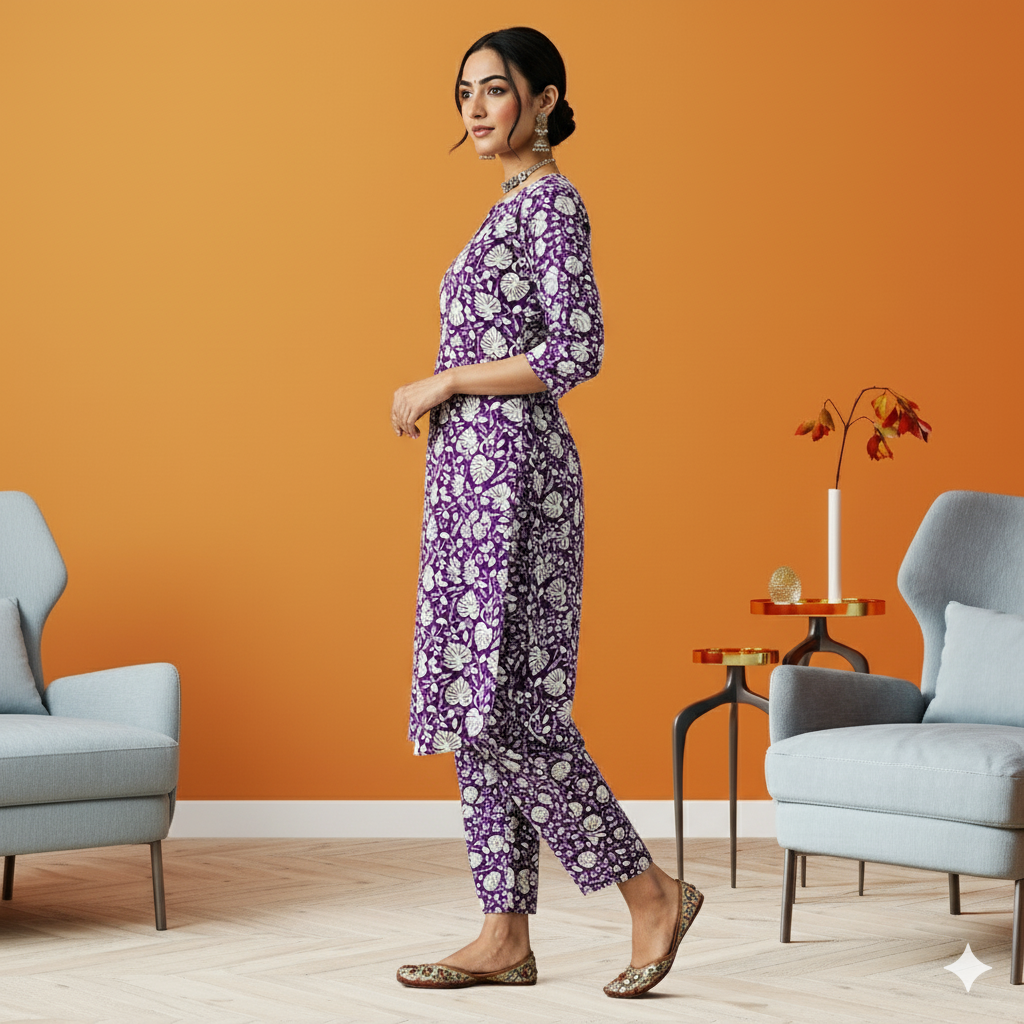 Cotton Twilight Petal Kurta Set